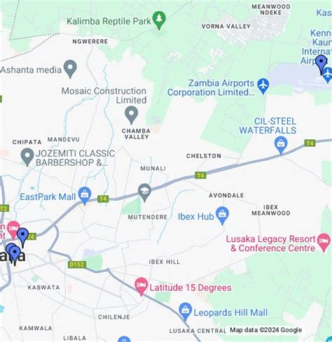 Google Map of Lusaka, Zambia .